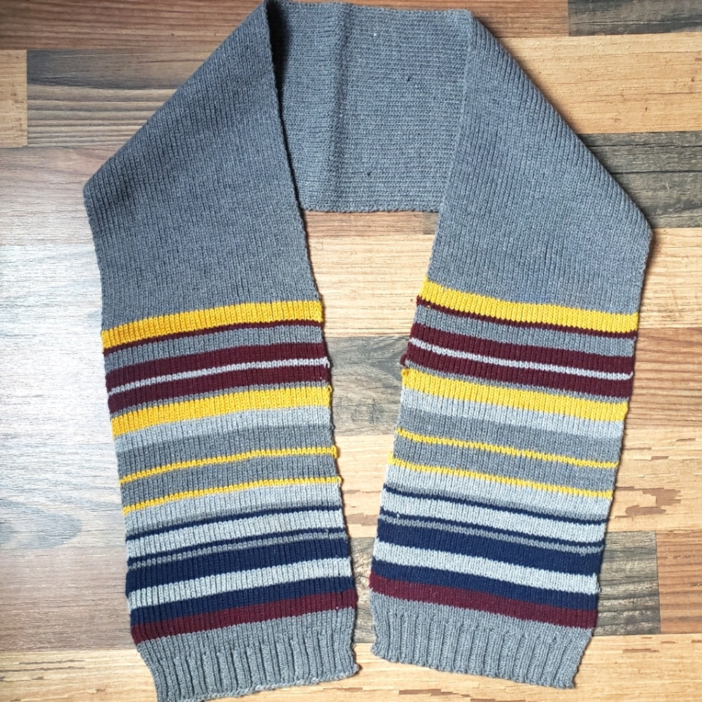 CALL IT SPRING | Grey Scarf w/ Mustard, Navy & Maroon Stripes